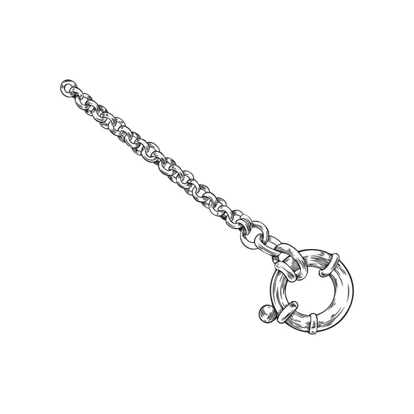 Hand Drawn Monochrome Chain Ring Watch Pocket Sketch Style Vector — Archivo Imágenes Vectoriales