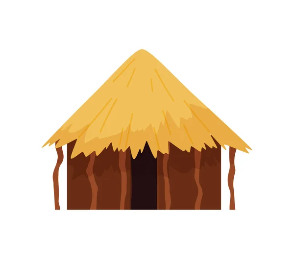 Poor Village Hut Shelter Made Straw Reeds Flat Cartoon Vector — стоковий вектор