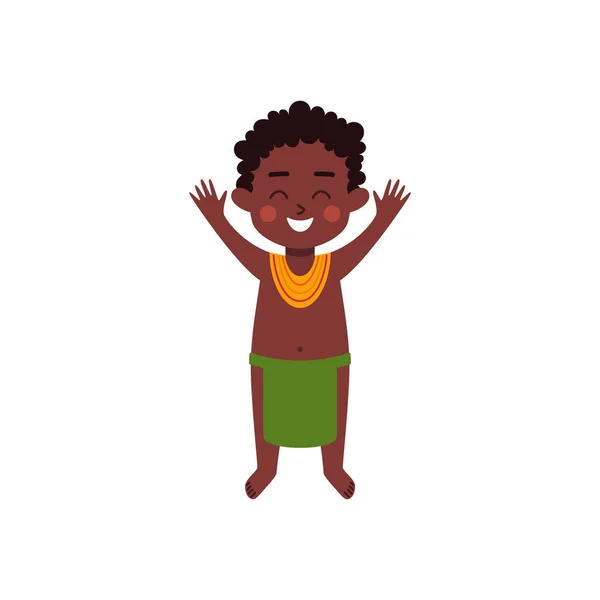 Little Happy African Kid Flat Style Vector Illustration Isolated White — Stock Vector