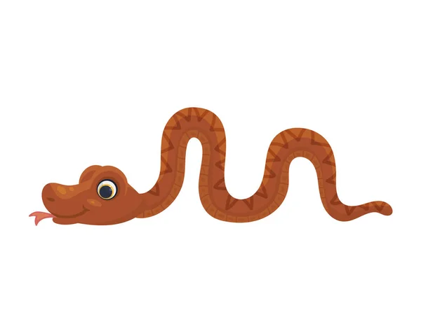 Friendly Funny Boa Anaconda Snake Crawling Flat Cartoon Vector Illustration — Stock Vector