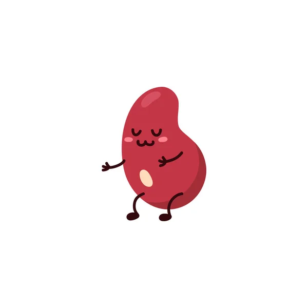 Funny Kidney Bean Dancing Cute Face Flat Vector Illustration Isolated — 스톡 벡터