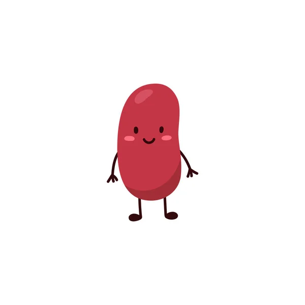 Kidney Bean Cute Cartoon Childish Character Flat Vector Illustration Isolated — 图库矢量图片