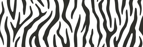 Zebra Skin Seamless Pattern Repeatable Border Design Black White Monochrome — Vetor de Stock