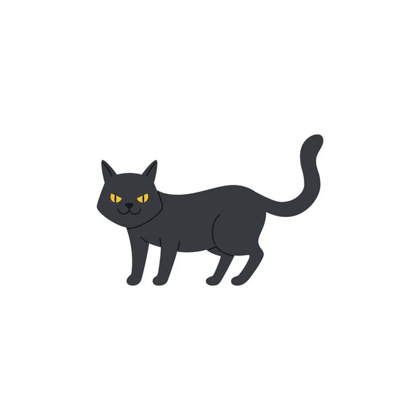 Angry Spooky Black Cat Symbol Bad Luck Flat Vector Illustration — Stockvektor