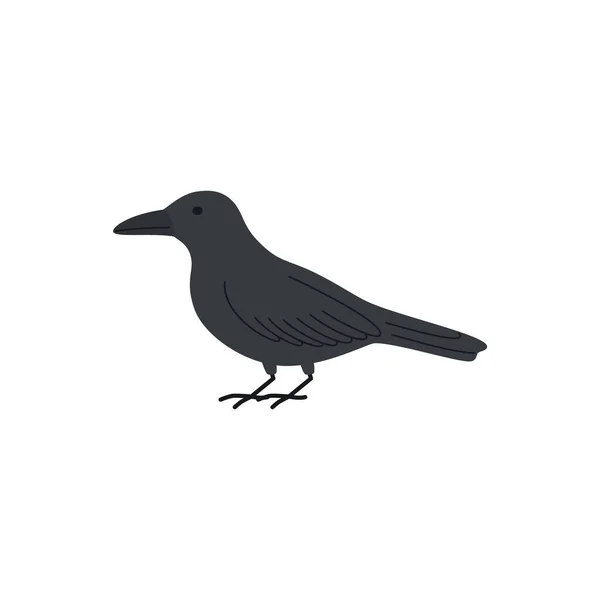 Black Raven Crow Symbol Bad Luck Misfortune Flat Vector Illustration — Vettoriale Stock