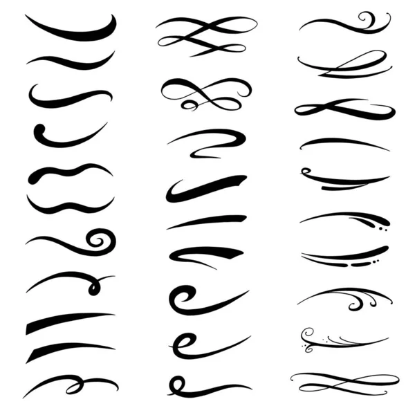 Hand Lettering Typography Underline Shapes Set Vector Illustration Isolated White — ストックベクタ