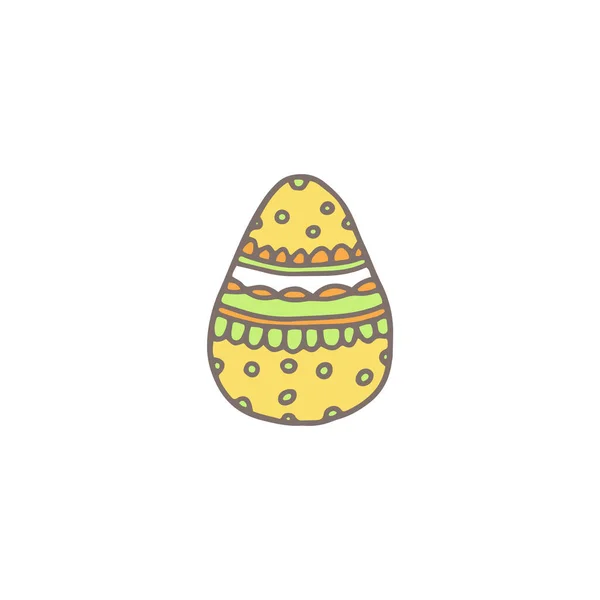 Decorated Painted Easter Egg Hand Drawn Doodle Vector Illustration Isolated — Stock vektor