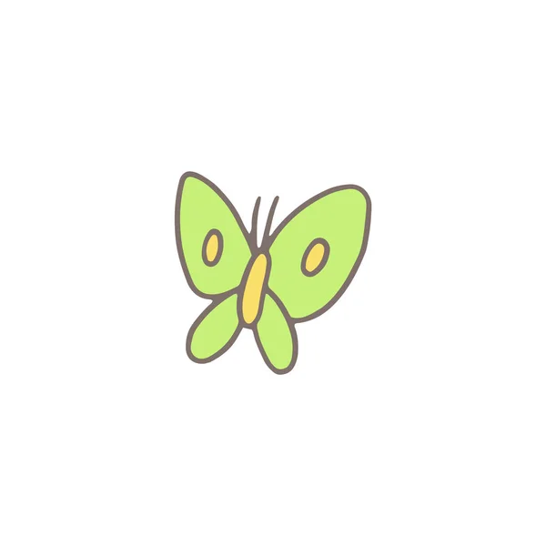 Hand Drawn Flying Butterfly Colored Doodle Vector Illustration Isolated White — 스톡 벡터