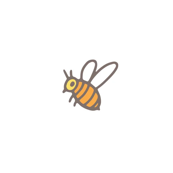 Honey Bee Cute Doodle Style Hand Drawn Vector Illustration Isolated — ストックベクタ