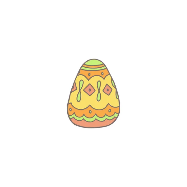 Easter Egg Decorative Icon Sticker Hand Drawn Doodle Style Vector — стоковый вектор