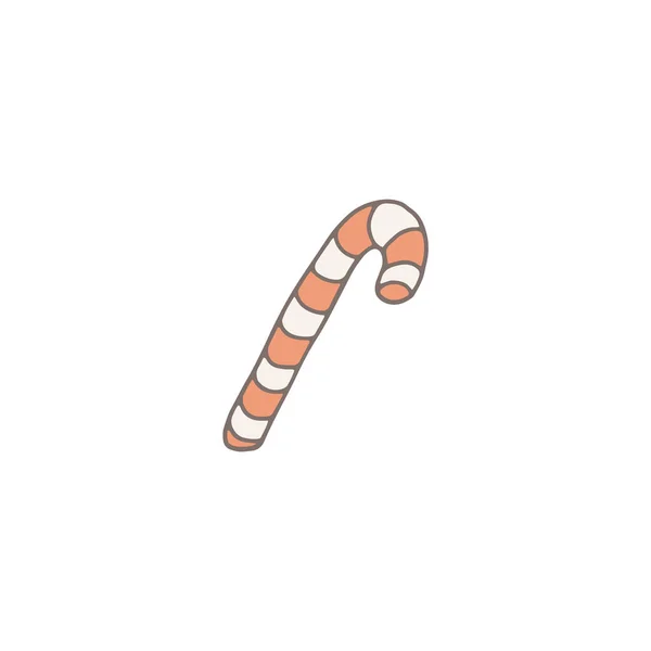 Christmas Candy Cane Red Stripes Cartoon Vector Illustration Isolated White — Vetor de Stock