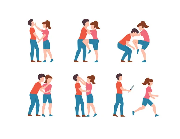 Self Defense Techniques Women Who Have Been Attacked Infographics Set — Vector de stock