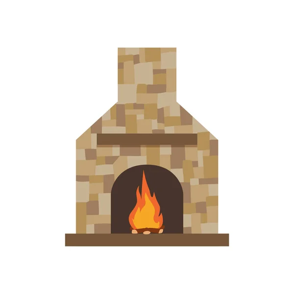Classical Brick Fireplace Stove Flat Style Vector Illustration Isolated White — Stockový vektor