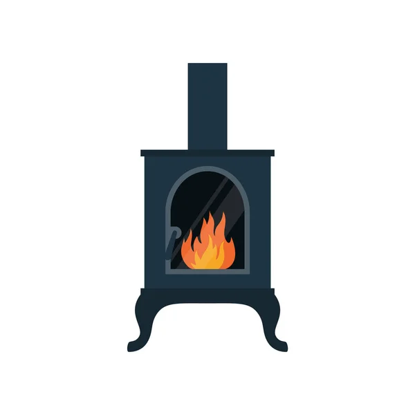 Indoor Fireplace Burning Fire Flat Vector Illustration Isolated White Background — Stockvektor