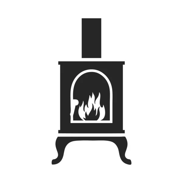 Potbelly Wood Burning Stove Black Minimalist Icon Symbol Vector Illustration — ストックベクタ