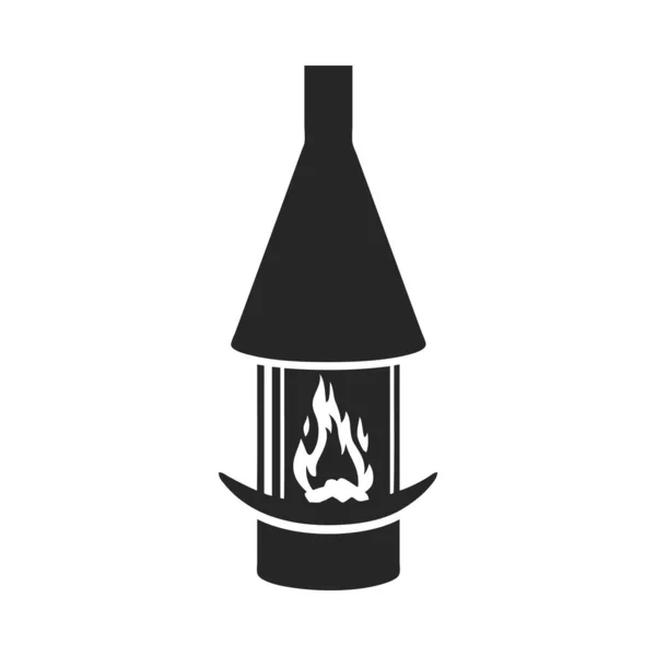 Modern Fireplace Silhouette Icon Vector Illustration Isolated White Background Black — Stock Vector