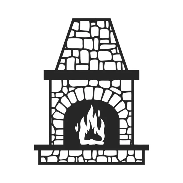 Fireplace Firewood Black Minimalist Icon Symbol Vector Illustration Isolated White — ストックベクタ