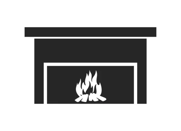 Classic Fireplace Icon Black White Silhouette Vector Illustration Isolated White — Stockový vektor