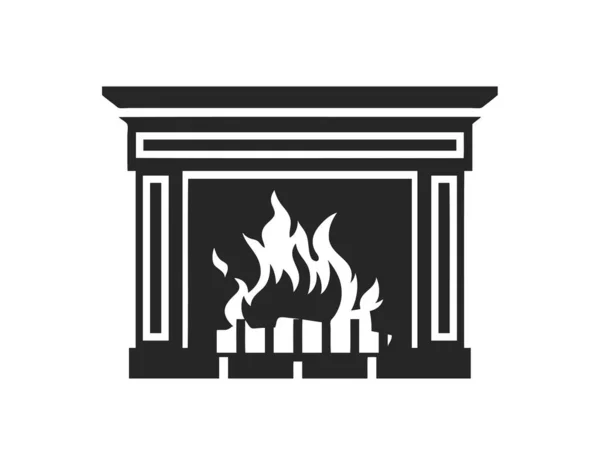 Traditional Fireplace Icon Black Silhouette Vector Illustration Isolated White Background — Stockový vektor