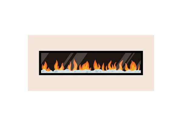 Electric Built Wall Fireplace Flames Flat Vector Illustration Isolated White — Διανυσματικό Αρχείο