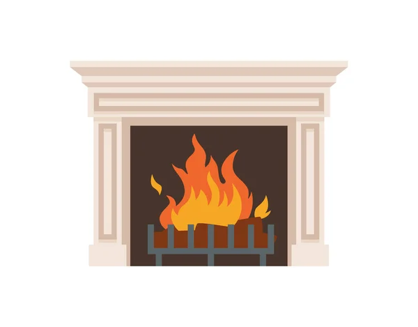 Classic Fireplace Decorative Mantelpiece Flat Vector Illustration Isolated White Background — Stockový vektor