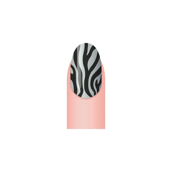 Zebra Nail Print Sticker Black White Nail Design Vector Illustration — 스톡 벡터