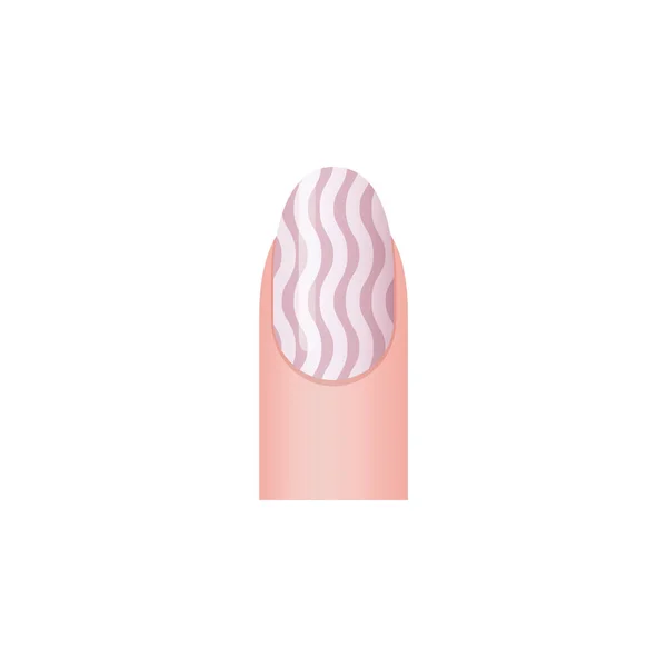 Nail Sticker Design Zigzag Ornate Female Finger Realistic Vector Illustration — Stockvektor
