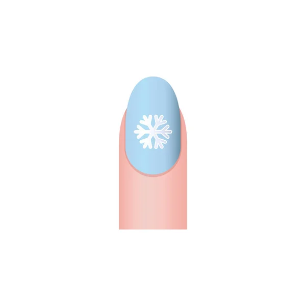 Winter Nail Sticker Design Snowflake Ornate Blue Polish Realistic Vector — Vettoriale Stock