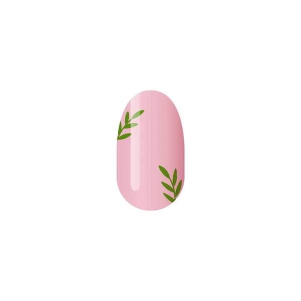 Nail Manicure Leaves Pink Base Gel Realistic Vector Illustration Isolated — Stock Vector