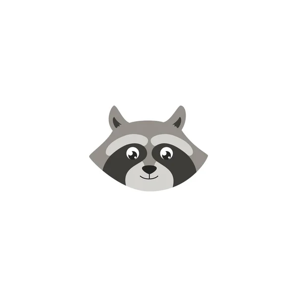 Raccoon Muzzle Animal Head Flat Vector Illustration Isolated White Background — Wektor stockowy