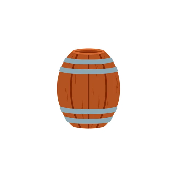 Barrel Pirate Ship White Background Vector Flat Illustration Wooden Barrel — стоковый вектор