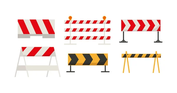 Traffic Barriers Fences White Red Stripes Flat Vector Illustration Isolated — Image vectorielle