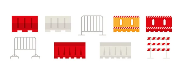 Warning Plastic Traffic Barrier Fencing Temporary Road Blocking Flat Vector — Stock Vector