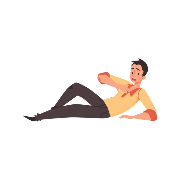 Frightened Man Fell Floor Panic Fear Flat Cartoon Vector Illustration — 스톡 벡터