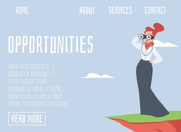 Searching Business Opportunities Career Investments Concept Website Landing Page Business - Stok Vektor