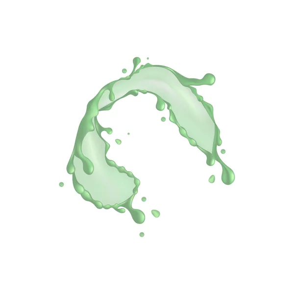 Green Ring Water Splash Vera Plant Cosmetic Gel Droplet Isolated — Vector de stock
