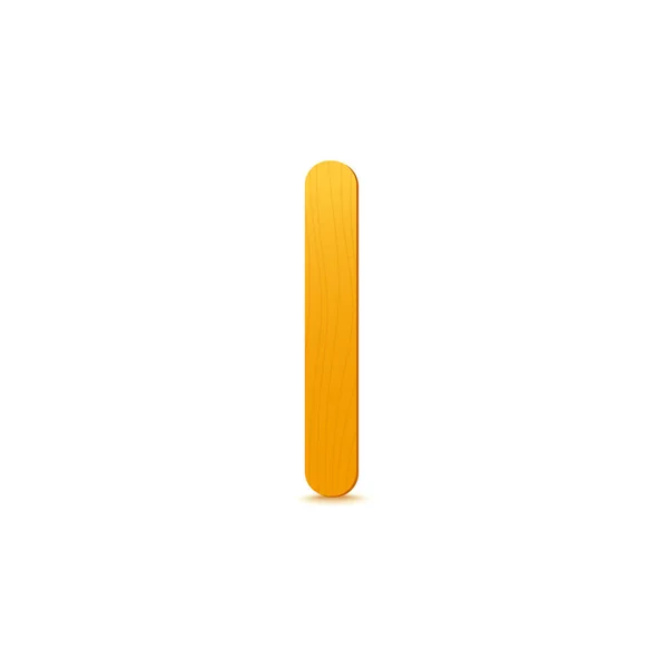 Popsicle Stick Realistic Vector Illustration Isolated White Shadow Orange Spatula — 图库矢量图片