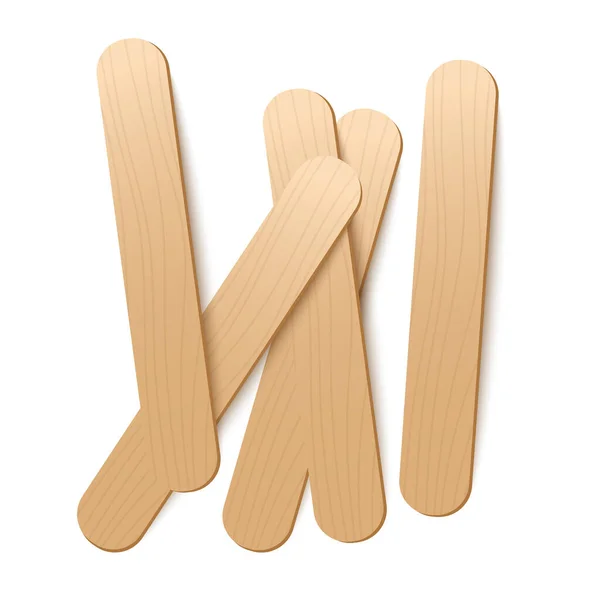Popsicle Wood Sticks Realistic Vector Illustration Isolated White Background Shadow — Stock vektor