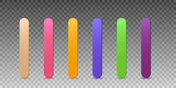 Color Popsicle Stick Realistic Vector Illustration Isolated Transparent Shadow Colorful — vektorikuva