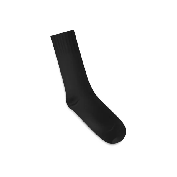 Classic Length Black Realistic Sock Template Vector Illustration Isolated White — Stockvector