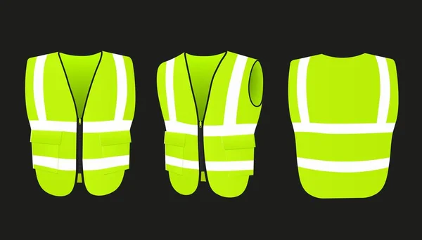 Gilet Sécurité Avec Bandes Réfléchissantes Pour Construction Les Travailleurs Route — Image vectorielle