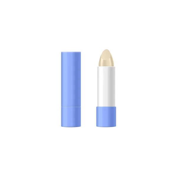 Open Lip Balm Stick Hygienic Lipstick Blue Container Template Mockup — Image vectorielle