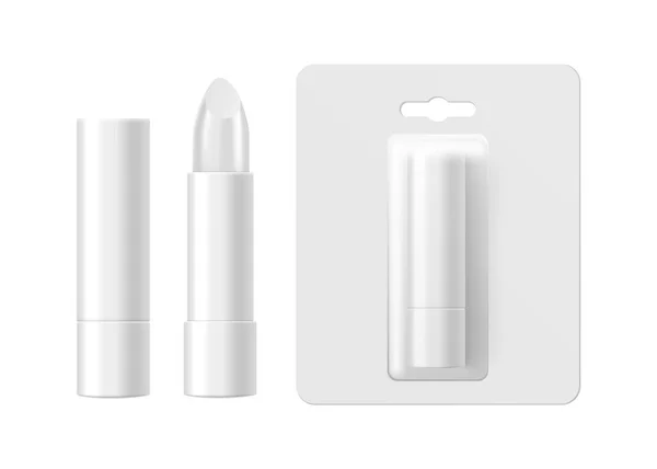 Lip Balm Stick Package Realistic Mockup Beauty Product Vector Illustration — Stockový vektor