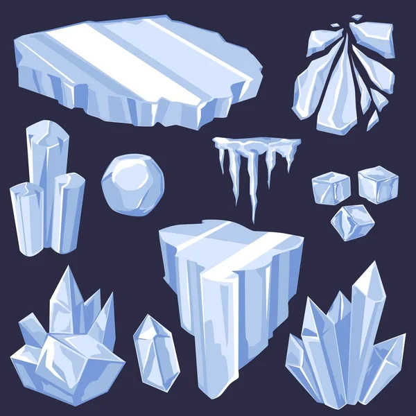 Ice Blocks Cubes Stalagmite Stalactite Icebergs Realistic Vector Illustration Isolated — Stockvektor