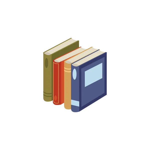 Stack Books Student Textbooks Standing Upright Flat Vector Illustration Isolated — Vetor de Stock