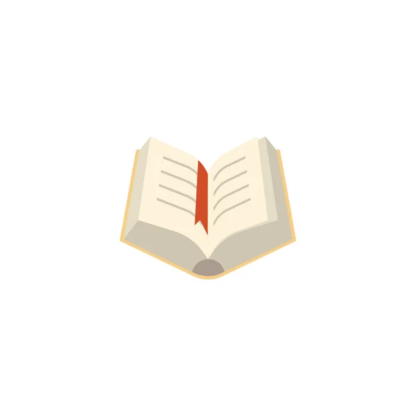 Open Book Student Textbook Bookmark Cartoon Flat Vector Illustration Isolated — ストックベクタ