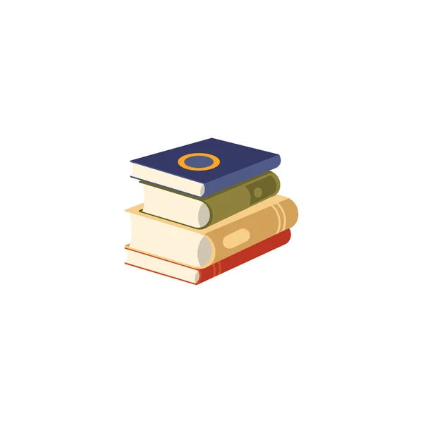 Stack Books Student Textbooks Flat Vector Illustration Isolated White Background — 스톡 벡터