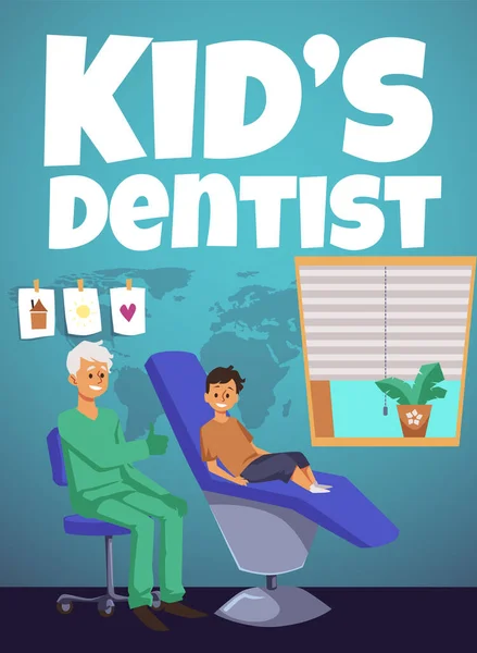 Kids Dentist Promotion Advertising Banner Flyer Template Flat Vector Illustration —  Vetores de Stock