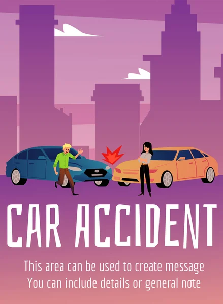 Two Cars Were Involved Accident Driver Car Has Problem Stress — Stockvector