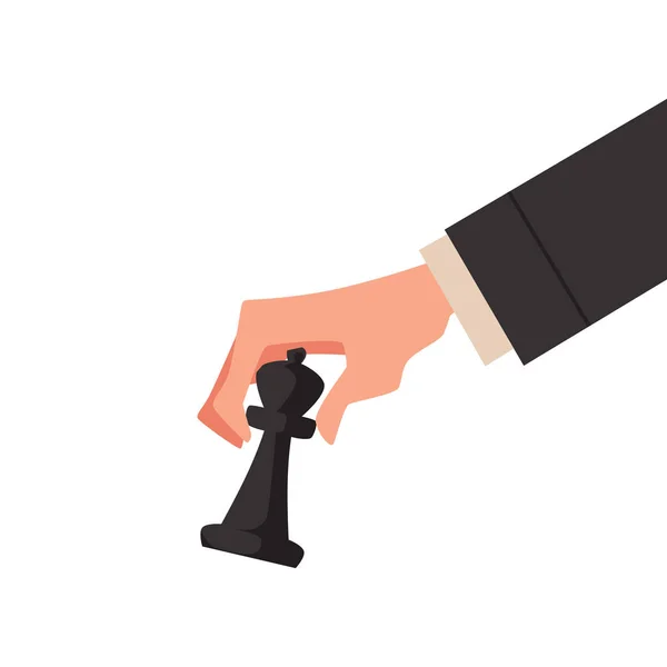 Μαύρο Πιόνι Σκακιού Αντρικό Χέρι Λευκό Φόντο Μαύρος Αξιωματικός Σκακιού — Διανυσματικό Αρχείο